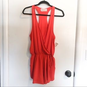 Impeccable Pig red/coral romper, L